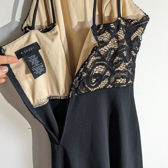 B. Smart Black Lace Halter Open Back High Low Midi Dress - Picture 6 of 7